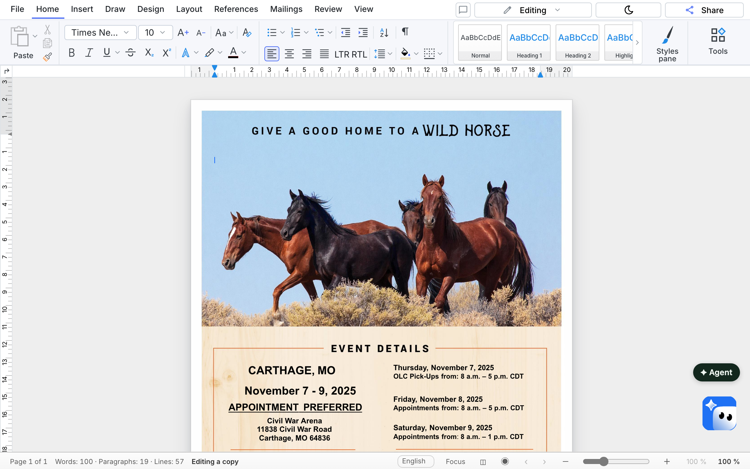 The SumDoc editor with an open contract inside a page
